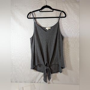 Women's Umgee 1XL Dark Gray Waffle Knit Tie Bottom Halter Top